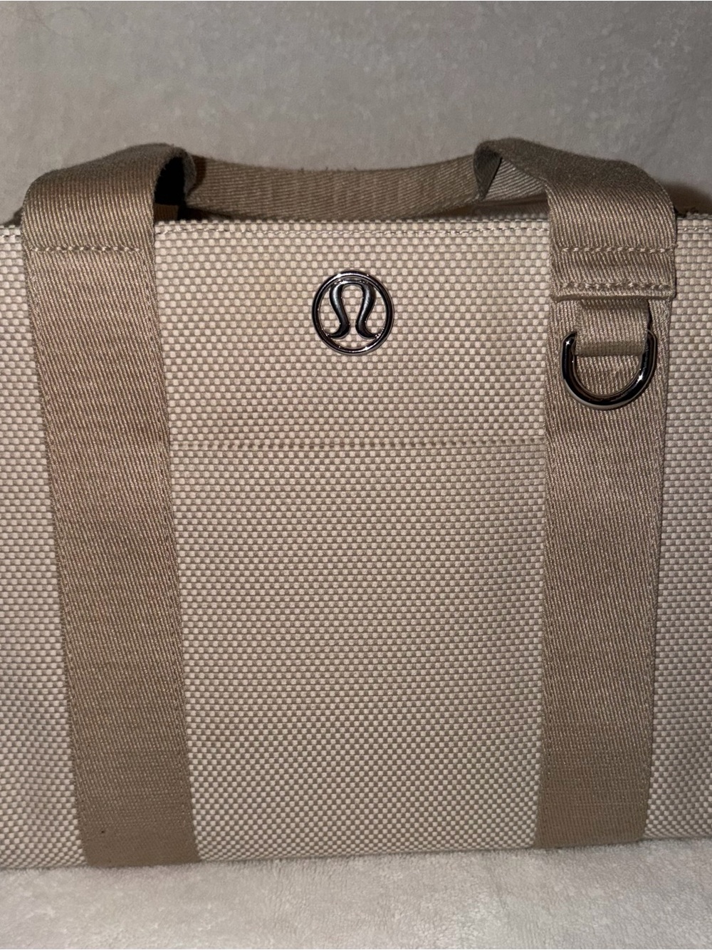 lululemon athletica Tan Canvas Tote with Silver Hardware